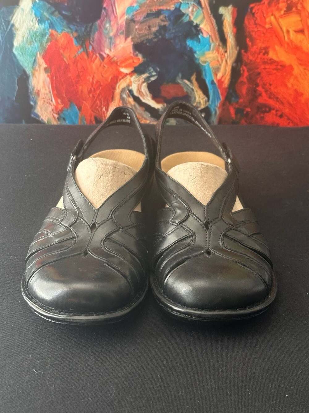 Clarks Bendables Black Leather Closed Toe Slingback Sandals Size 10